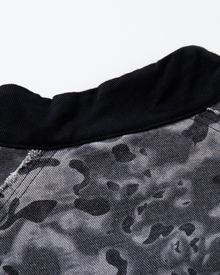 Retro Distressed Camo Zip-up Shirt