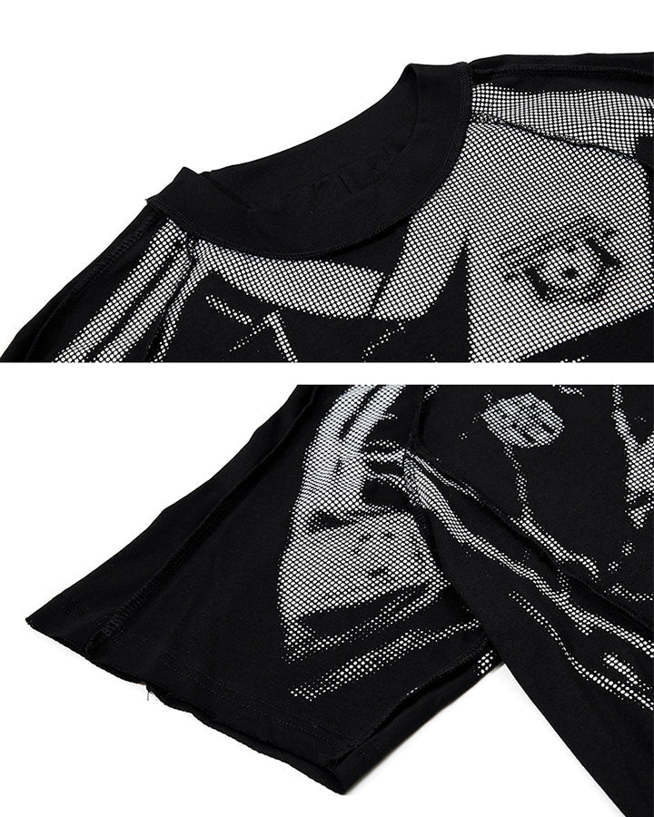 American Black Mesh Number Print Tee