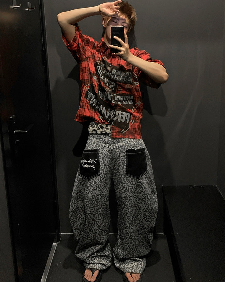 New American Red Plaid Print Shirt