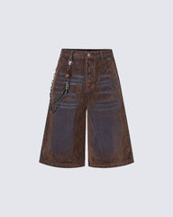 Brown Washed New Vintage Shorts