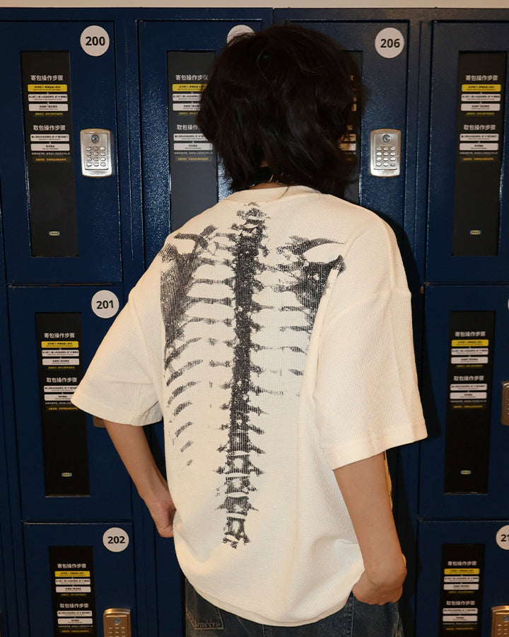 KIIKIO Skull Print Waffle T-Shirt