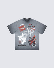 Grey Washed Graphic Print Short Sleeve T-Shirt