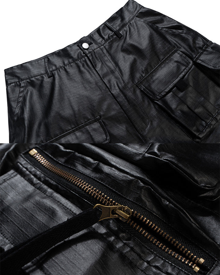 New Coated Zip Utility Cargo Shorts