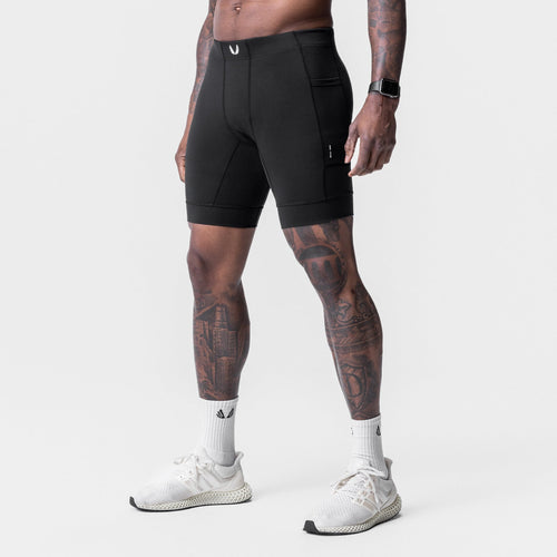 0746. WarpFlexx® Side Pocket 1/2-Length Legging - Black