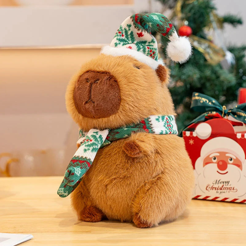 Capybara Christmas Snuggle Buddy – Cozy Holiday 25cm Plush 🍊🎄
