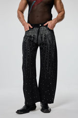 Carbon Wear Rhinestone Straight Jeans