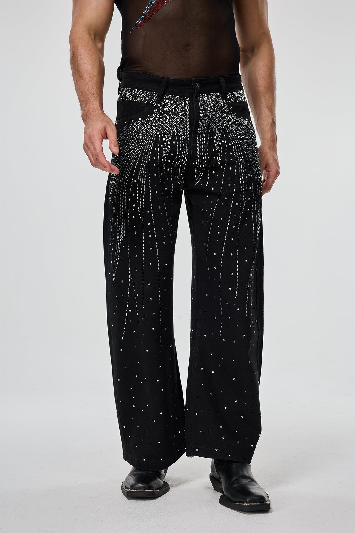 Carbon Wear Rhinestone Straight Jeans