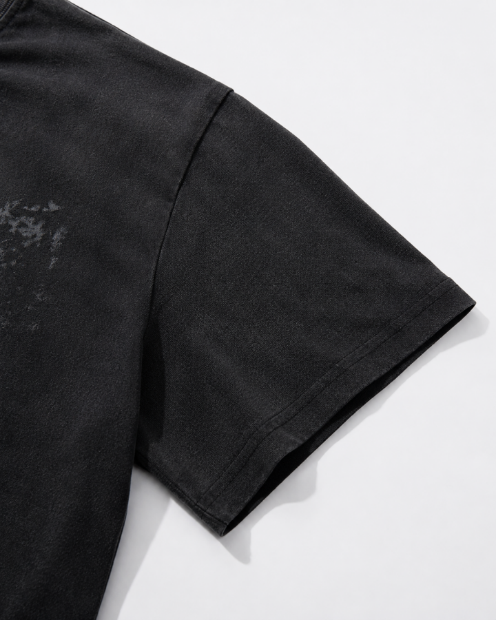 Distressed Black Graphic Print T-shirt