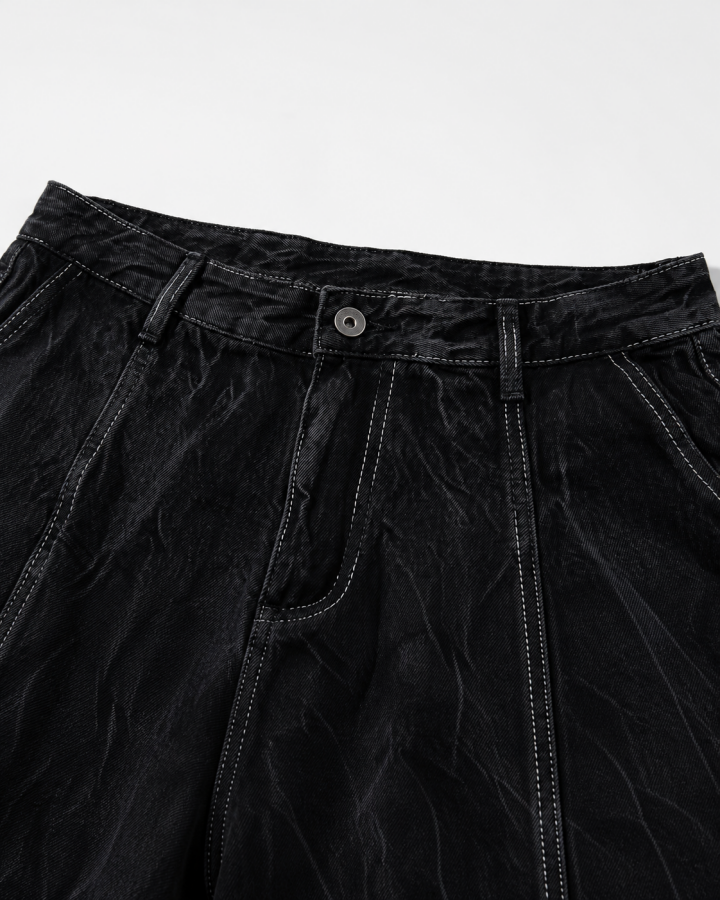American-Style Distressed Denim Capri Pants