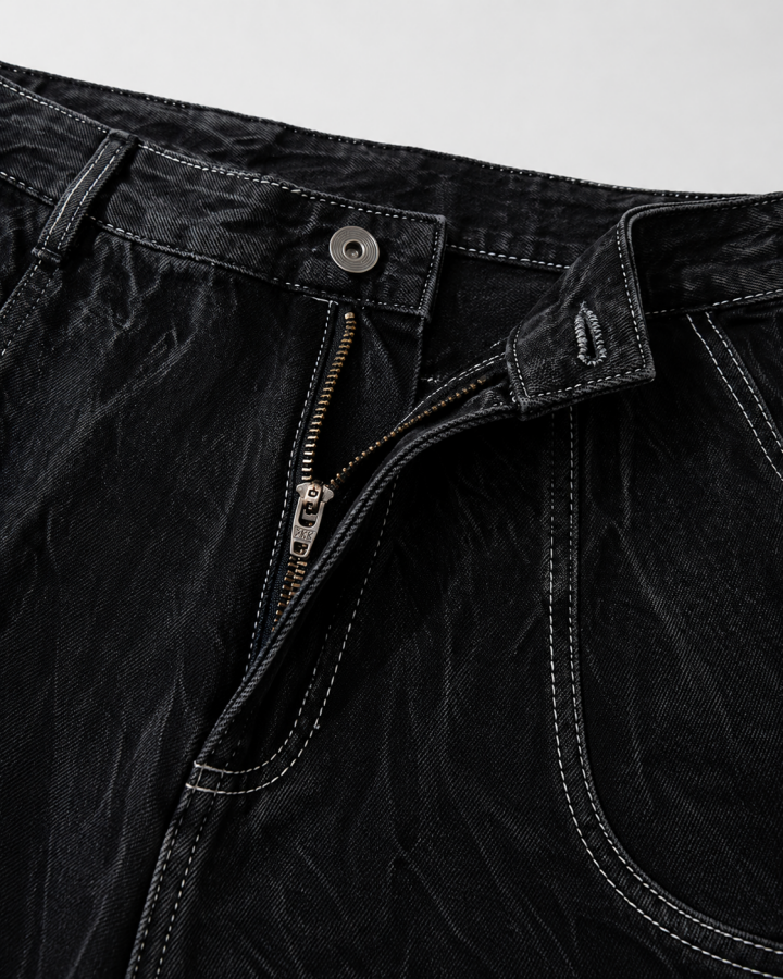 American-Style Distressed Denim Capri Pants