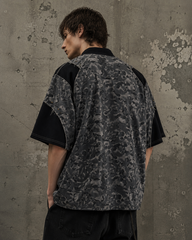 Retro Distressed Camo Zip-up Shirt
