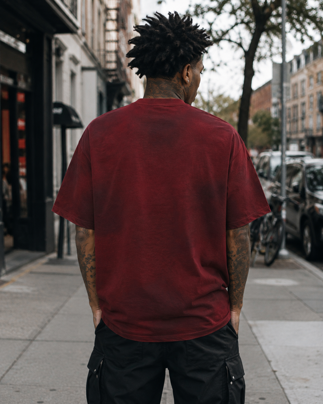 Vintage Washed Cross Graphic Burgundy Shirt
