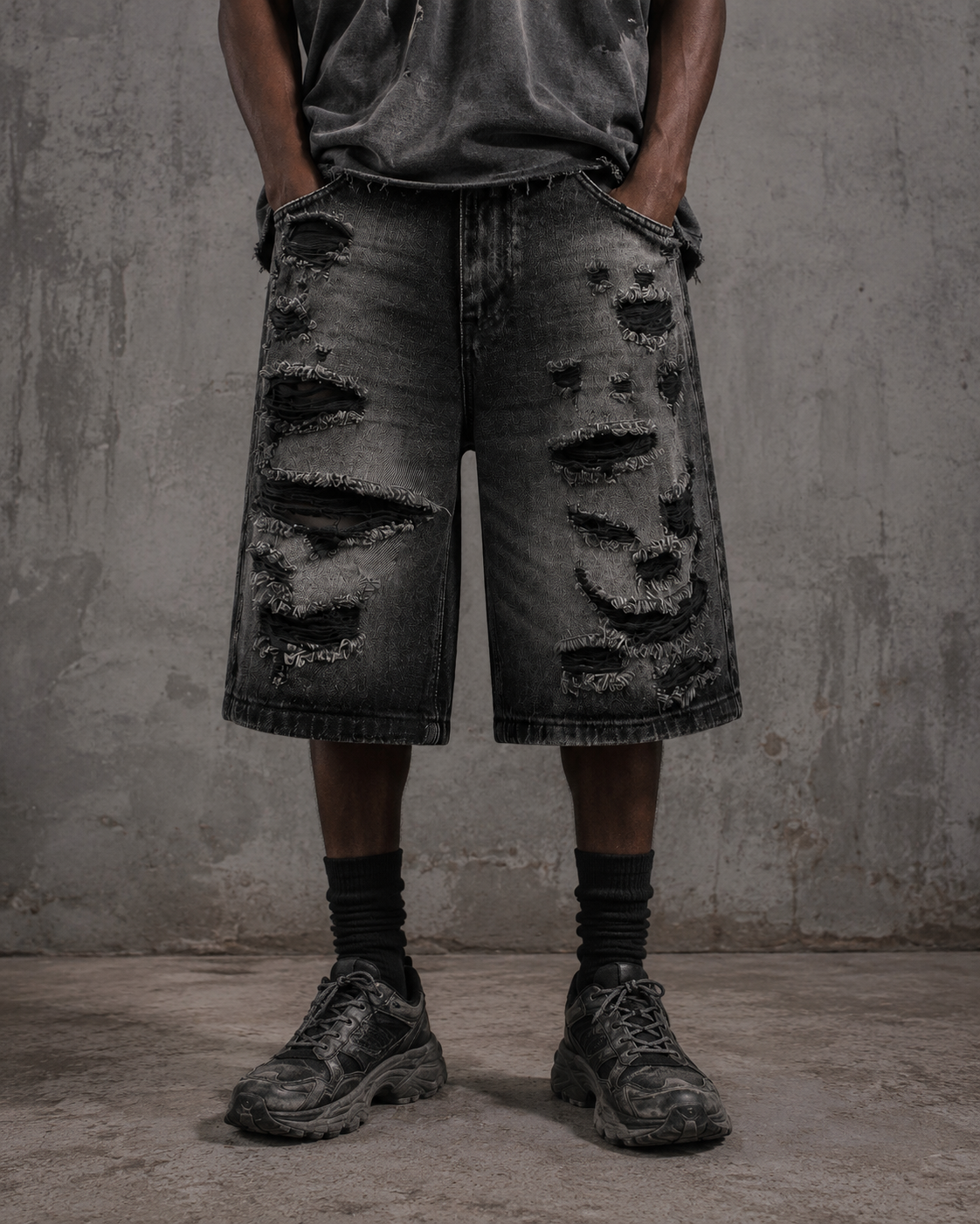 Vintage Distressed Ripped Denim Shorts