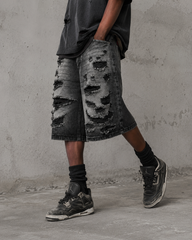 Vintage Distressed Ripped Denim Shorts