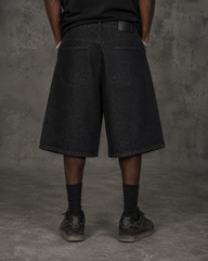 Button Detail Denim Wide  Loose Shorts