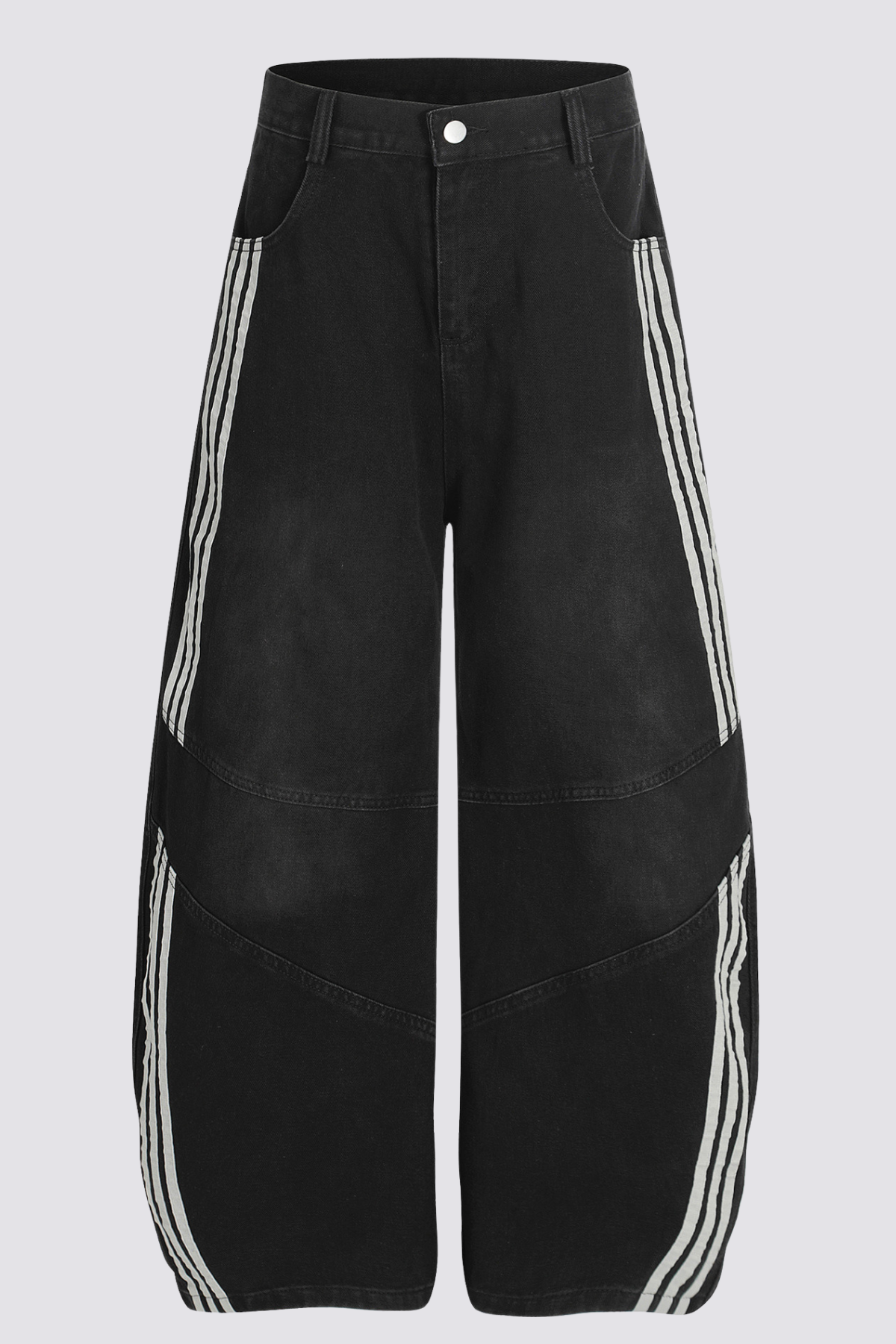 Concrete Drift Stripe Barrel Jeans In Black