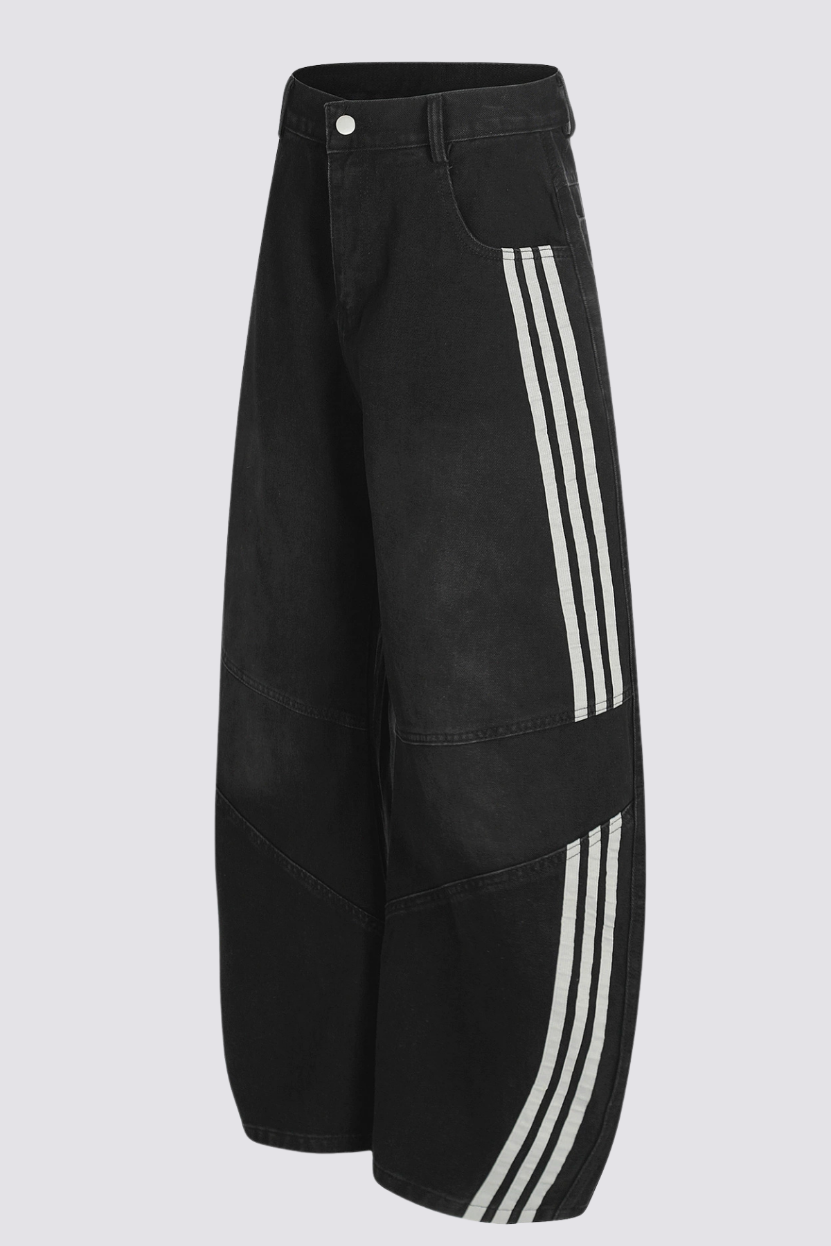 Concrete Drift Stripe Barrel Jeans In Black