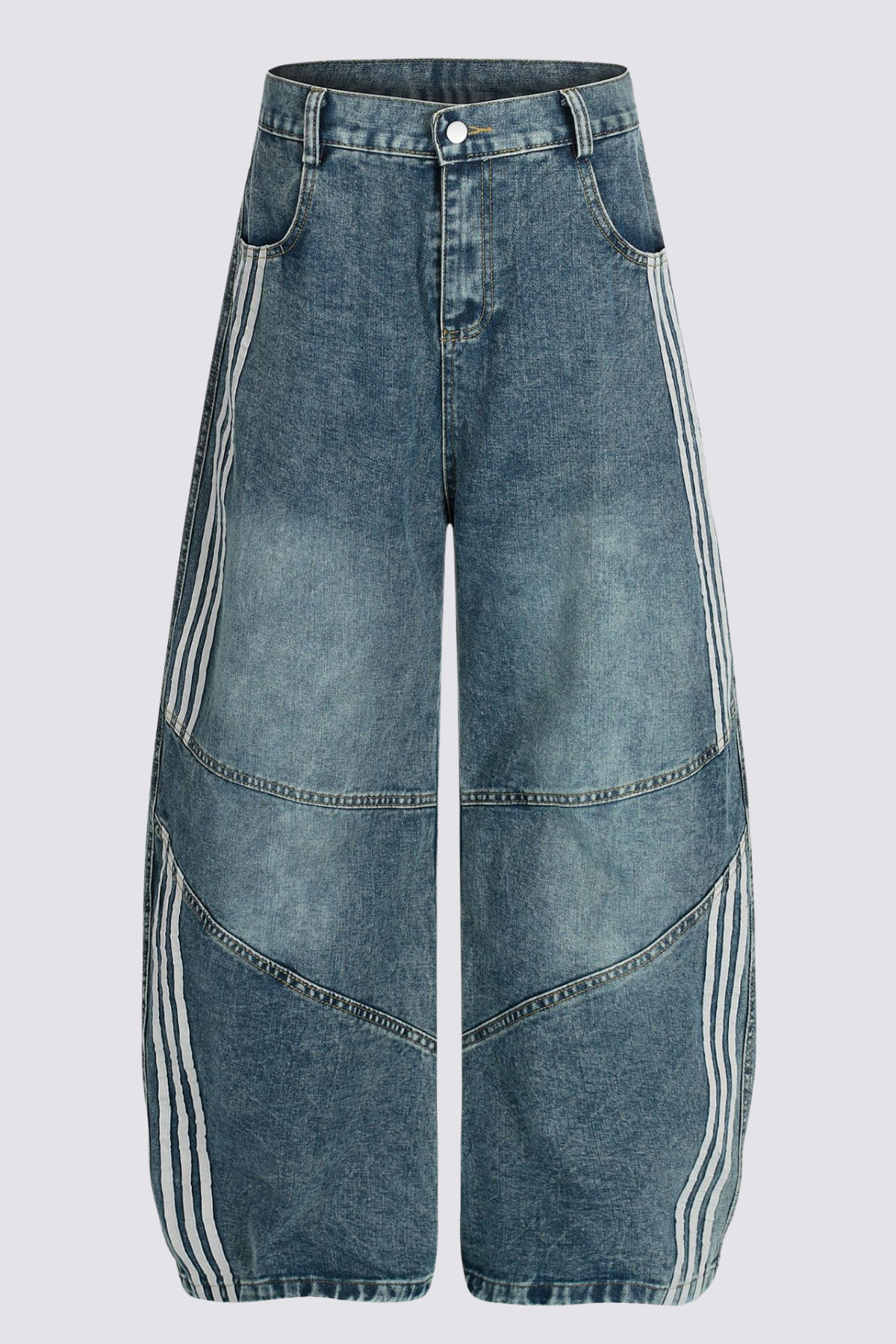 Concrete Drift Stripe Barrel Jeans In Blue