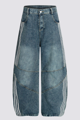 Concrete Drift Stripe Barrel Jeans In Blue