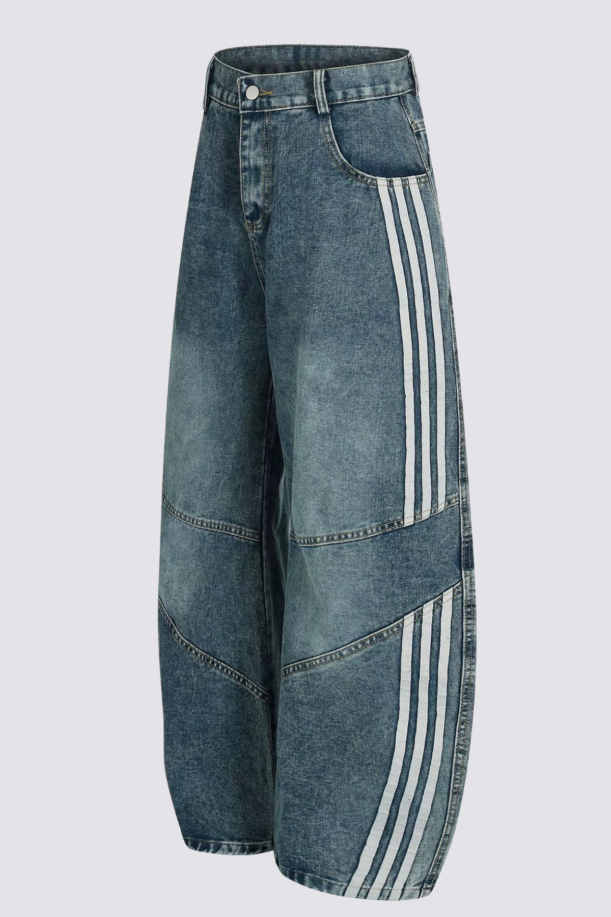 Concrete Drift Stripe Barrel Jeans In Blue