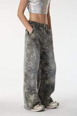 Control Dust Camouflage Star Wide Leg Jeans