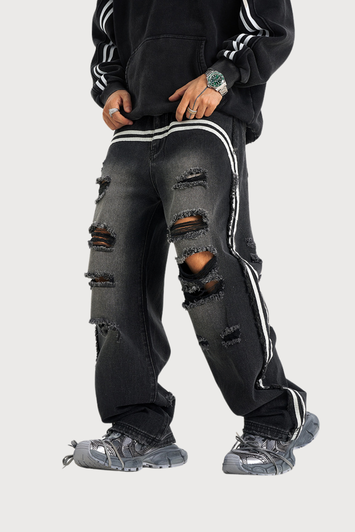 Deep Indigo Ripped Straight Jeans