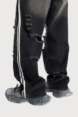 Deep Indigo Ripped Straight Jeans