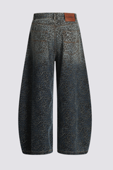 Deep Loop Leopard Print Jeans Blue