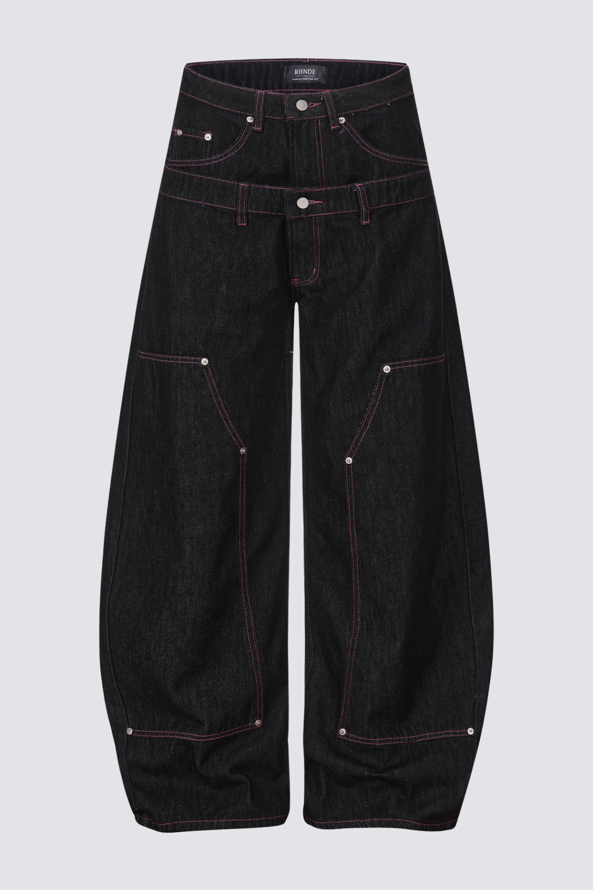 Drift Abrasion Barrel Double Waistband Jeans