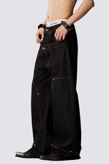 Drift Abrasion Barrel Double Waistband Jeans
