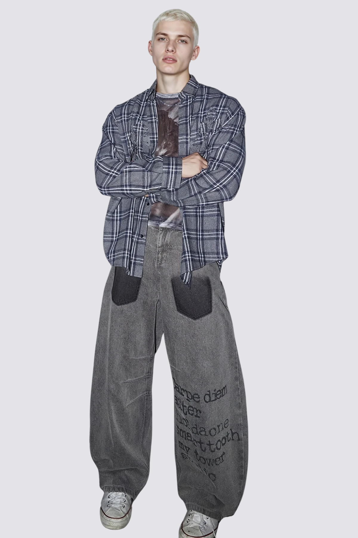 Dust Velocity Print Wide Leg Jeans