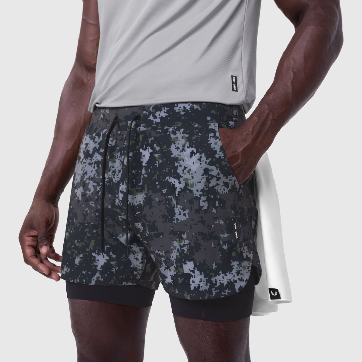 0865. Tetra-Lite® 5" Liner Short - Pixel Camo "Wings"/Black