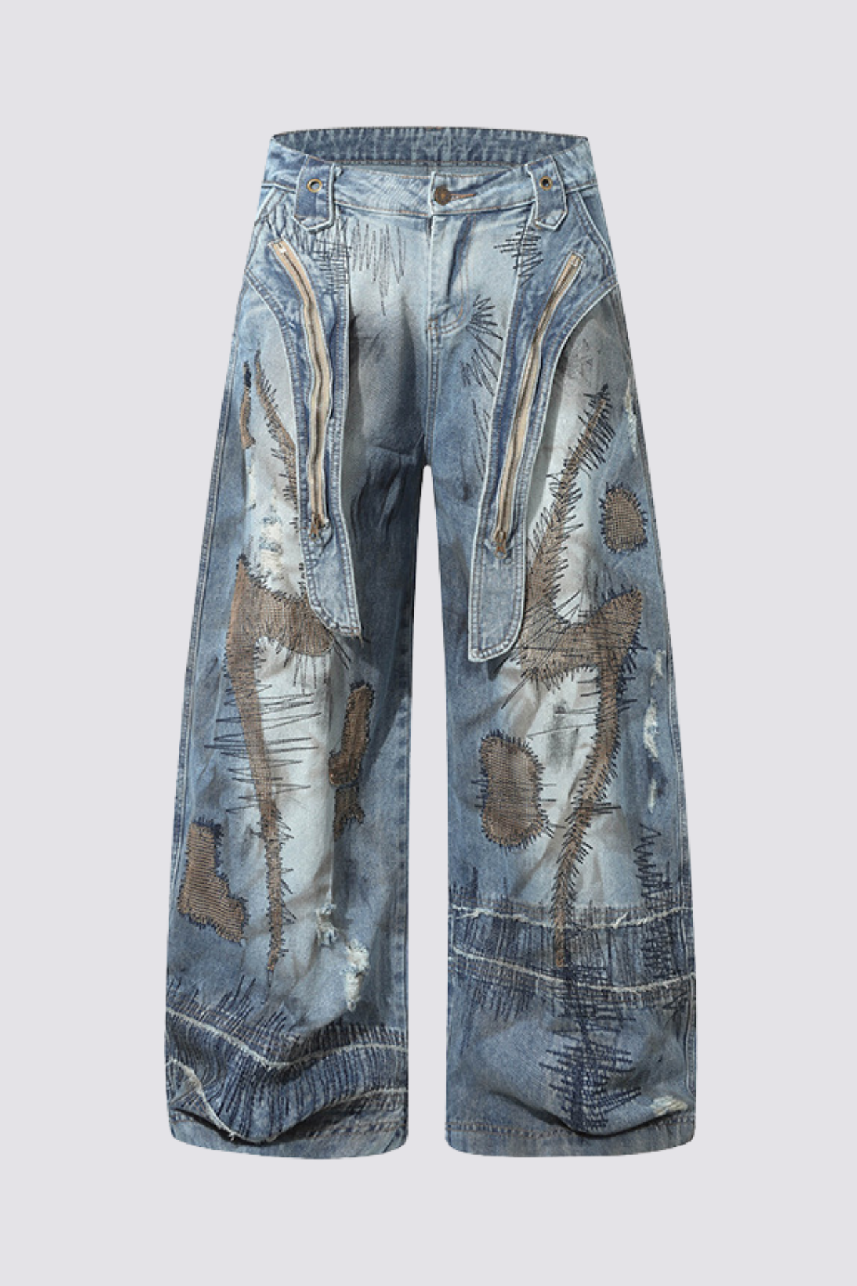 Flow Pulse Embroidered Wide Leg Jeans
