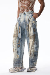 Flow Pulse Embroidered Wide Leg Jeans