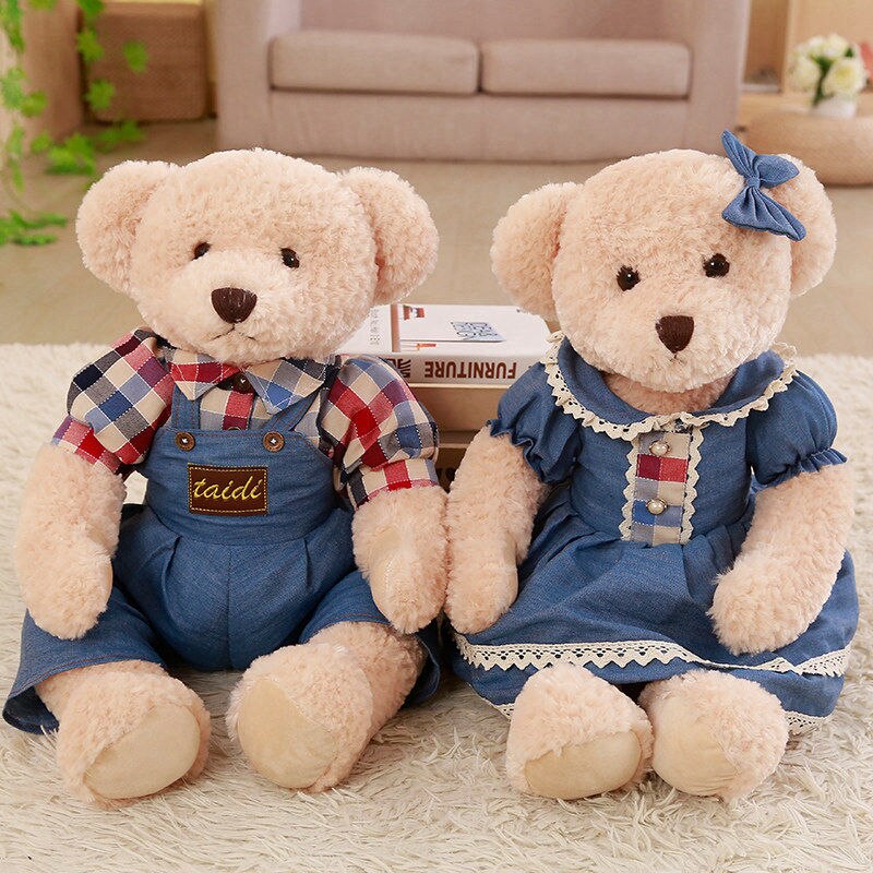 Teddy Bear Couple With Cloth Plush Toys 2pcs/lot 45cm