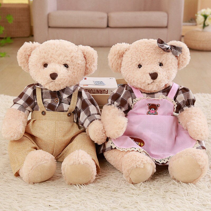 Teddy Bear Couple With Cloth Plush Toys 2pcs/lot 45cm
