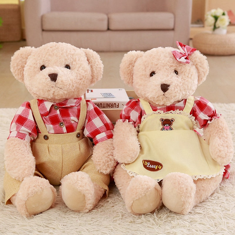 Teddy Bear Couple With Cloth Plush Toys 2pcs/lot 45cm