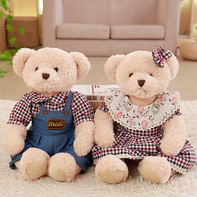 Teddy Bear Couple With Cloth Plush Toys 2pcs/lot 45cm