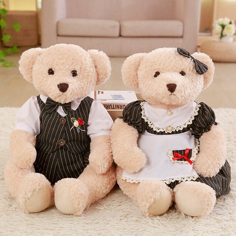 Teddy Bear Couple With Cloth Plush Toys 2pcs/lot 45cm