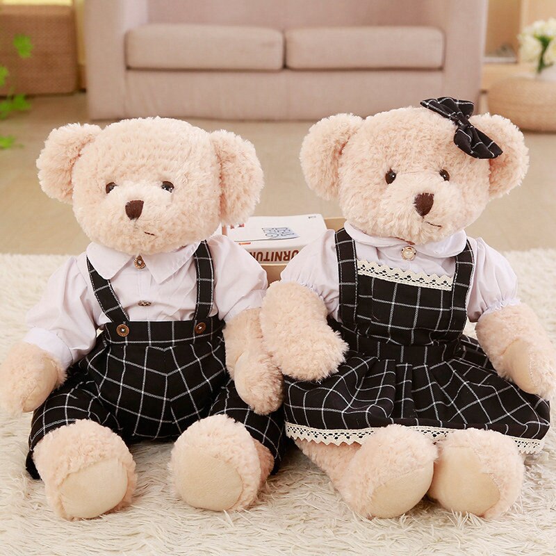 Teddy Bear Couple With Cloth Plush Toys 2pcs/lot 45cm