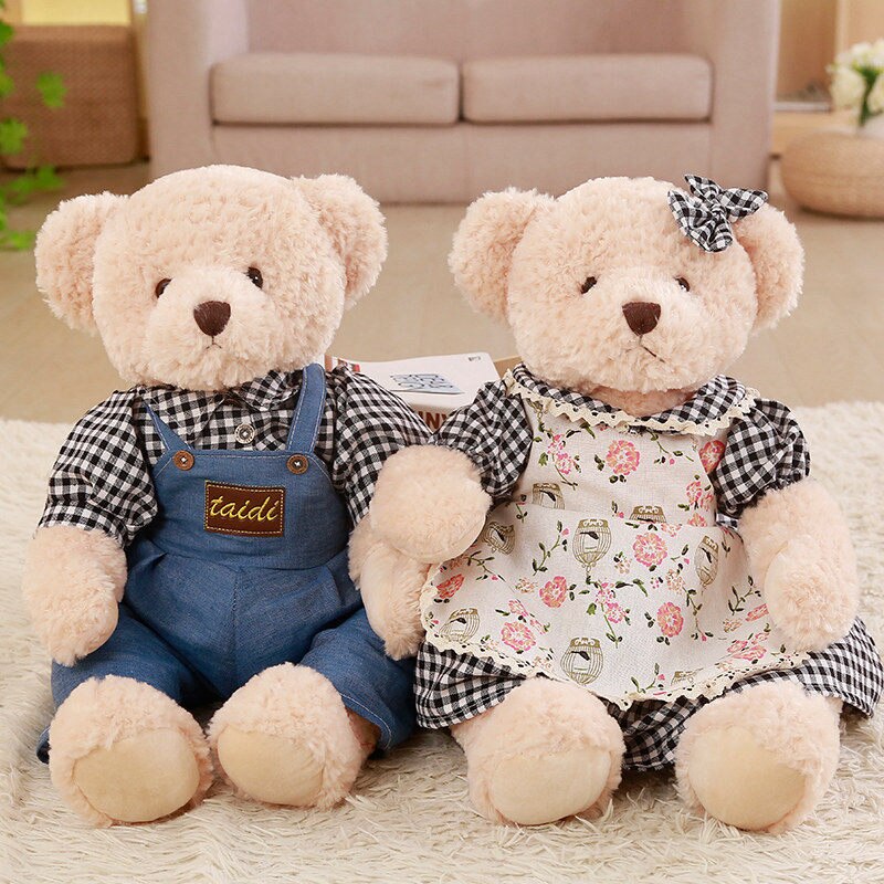 Teddy Bear Couple With Cloth Plush Toys 2pcs/lot 45cm
