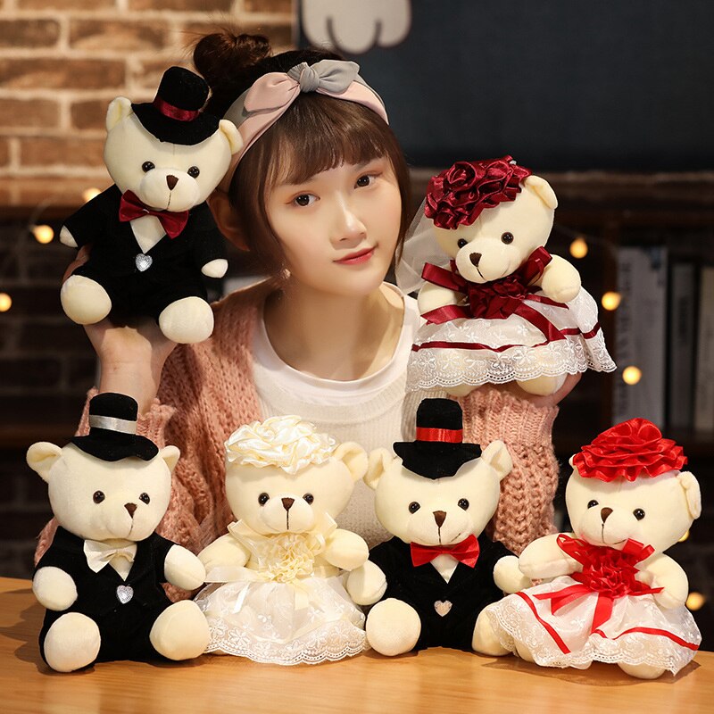 Couple Wedding Bears Plush Toys 2pcs/lot 15-35cm