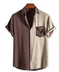 Men's fashion casual splicing short sleeve shirt for men