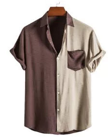Men's fashion casual splicing short sleeve shirt for men