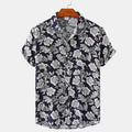 Men Flower Print Shirts Male Casual Summer Beach Shirt