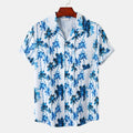 Vintage Hawaiian Print Dress Collar Shirt - Men's Short Sleeve Retro Style