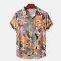Men Flower Print Shirts Male Casual Summer Beach Shirt