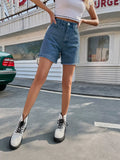 Loose casual female denim shorts high waist loose slim pants