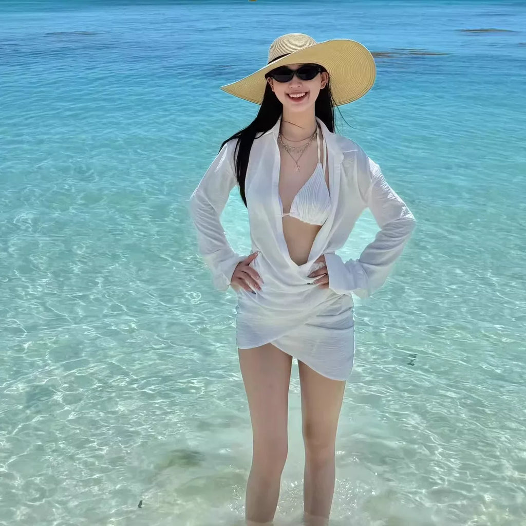Straw hat women's seaside summer foldable 2026 new French style sun shading and sun protection beach hat with large brim vacation style sun hat