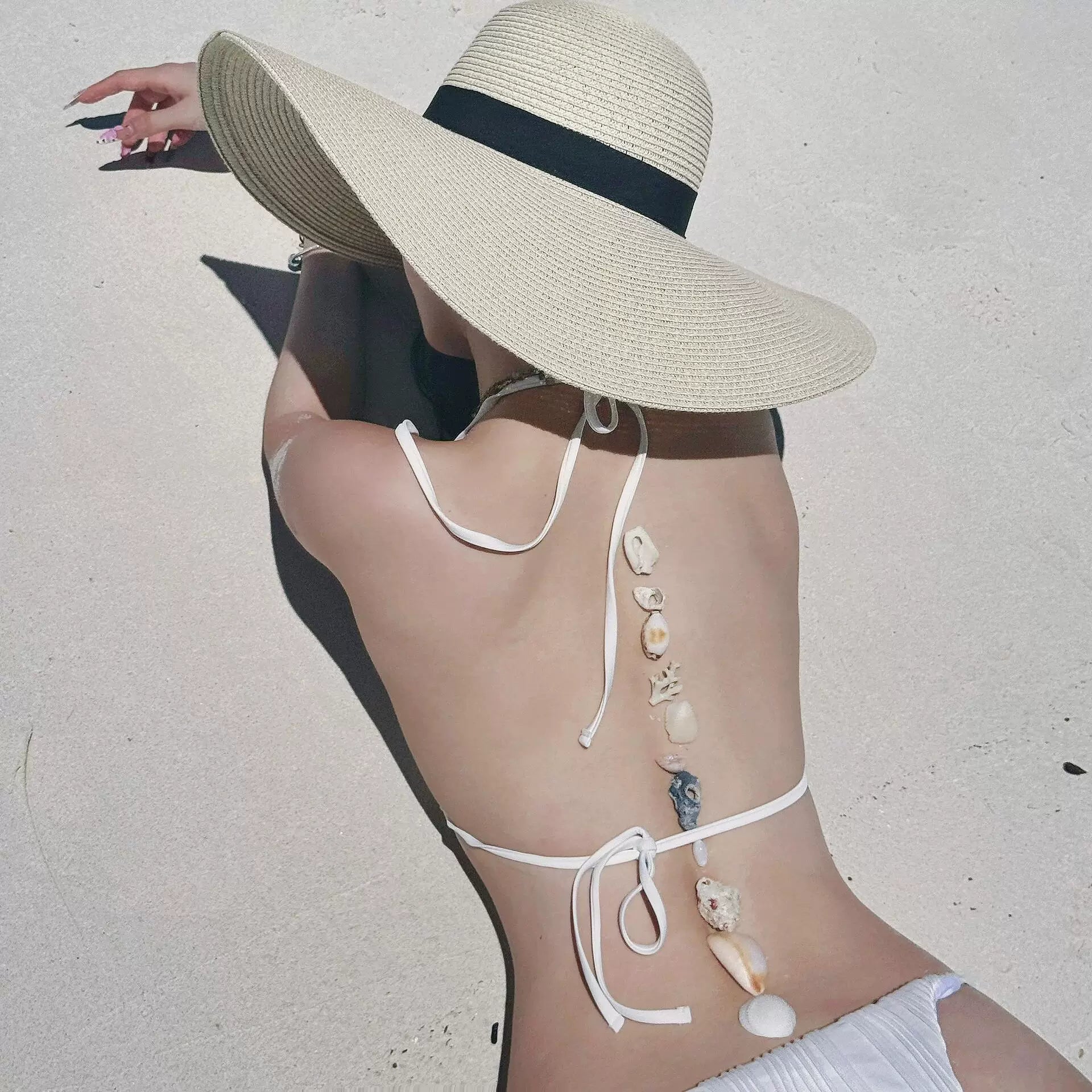 Straw hat women's seaside summer foldable 2026 new French style sun shading and sun protection beach hat with large brim vacation style sun hat